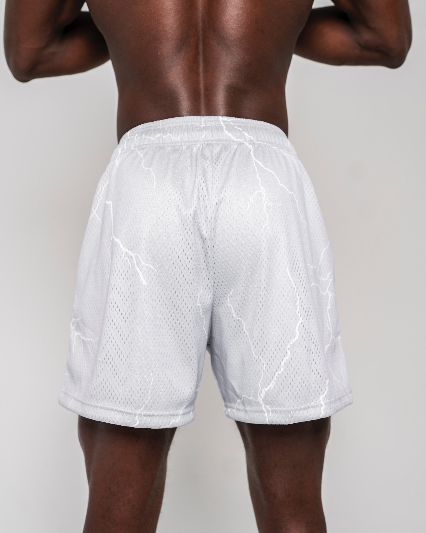 Grey Lighting Mesh Shorts