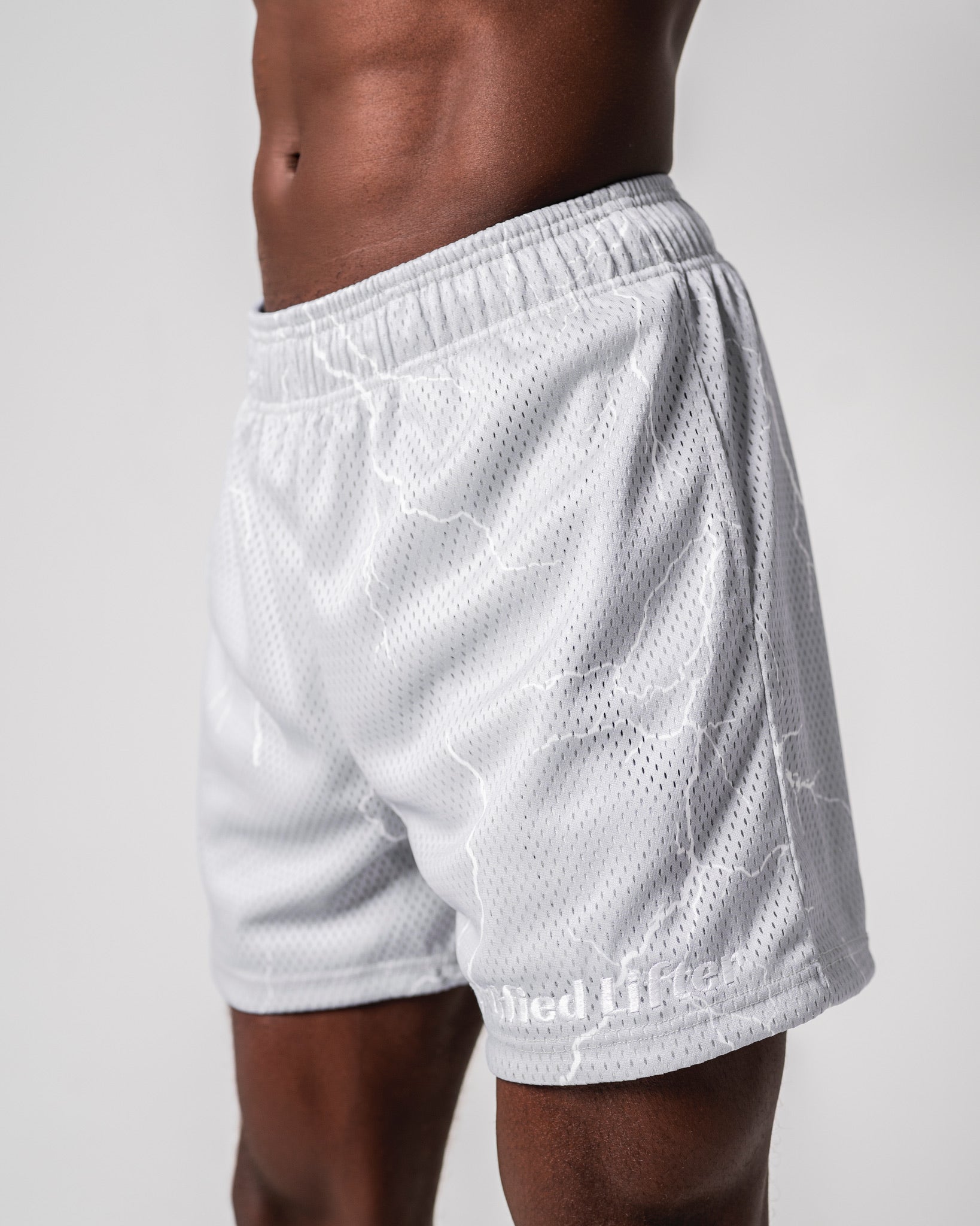 Grey Lighting Mesh Shorts